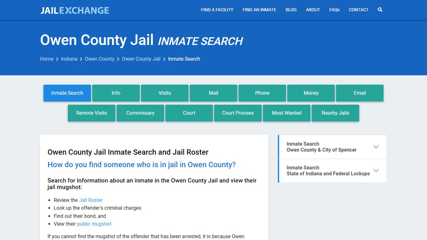 Inmate Search: Roster & Mugshots - Owen County Jail, IN